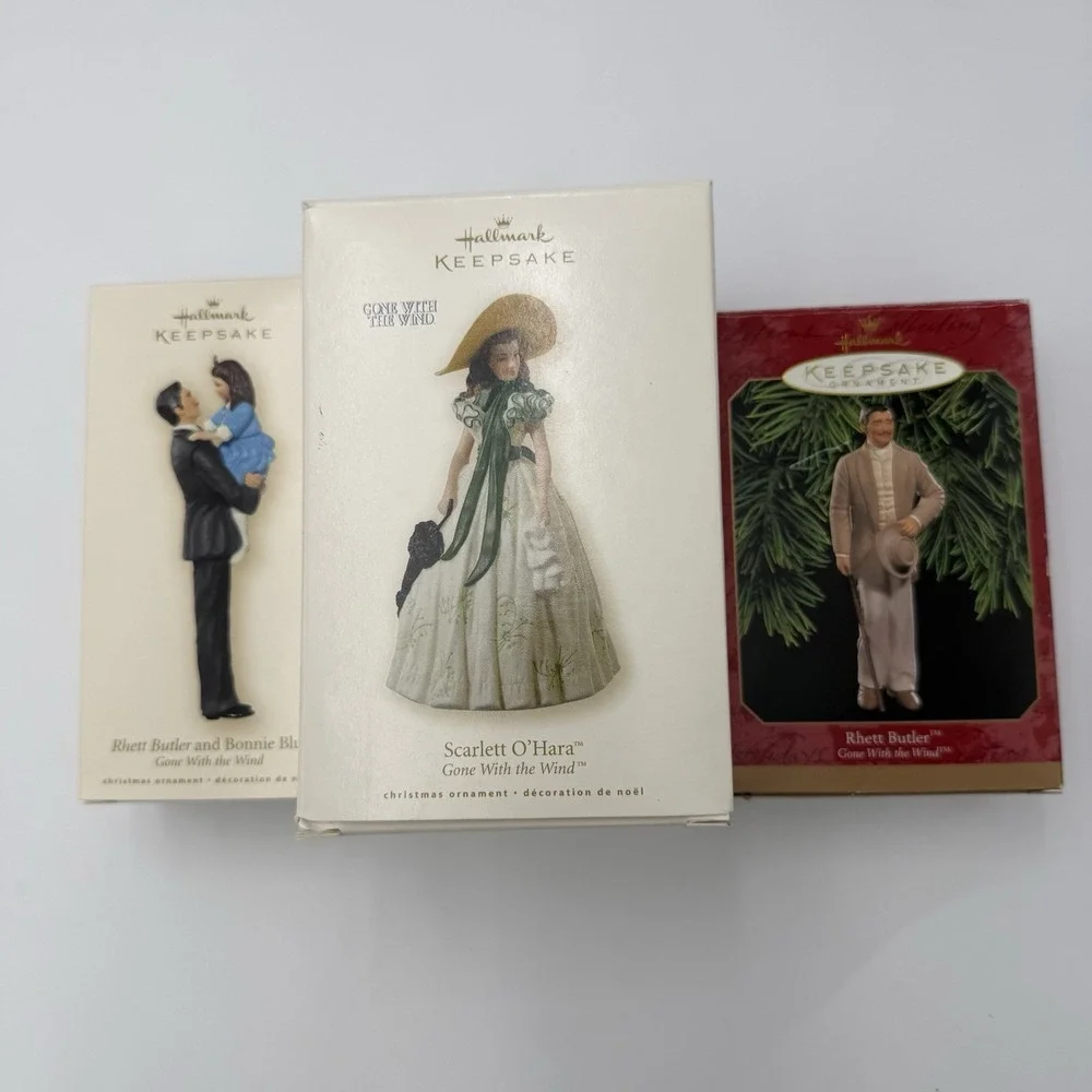 Lot Of 3 Hallmark Gone With The Wind Christmas Ornaments Scarlett Rhett Butler